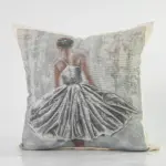 Μαξιλάρι Διακοσμητικό Printed Σχέδιο 91 45 x 45 cm  100% Βαμβάκι Εκρού BOREA