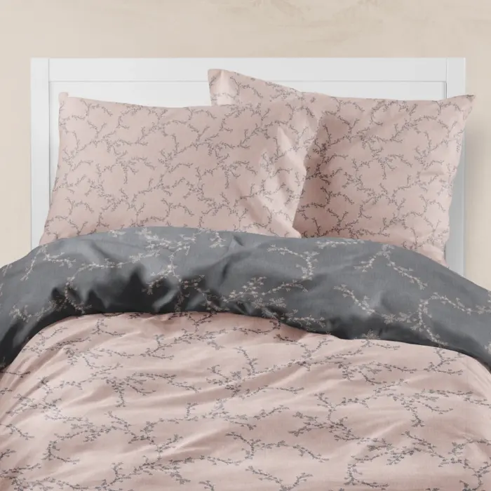 Παπλωματοθήκη Εμπριμέ Nest Μονή 160 x 240 cm  100% Βαμβάκι Ροζέ BOREA - Image 2