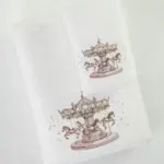 Πετσέτες Σετ 2ΤΜΧ Carousel Λευκό-Ροζ 70 x 120 / 30 x 50 cm  100% Βαμβάκι Λευκό-Ροζ BOREA