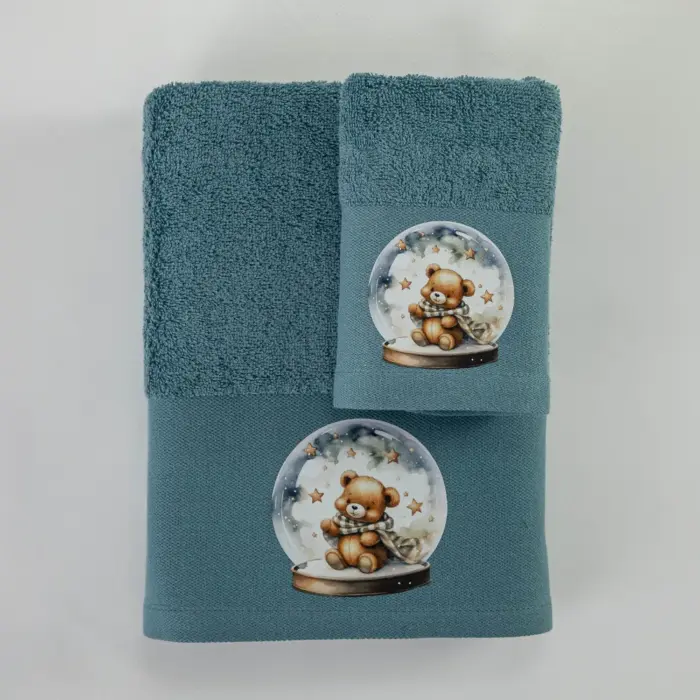Πετσέτες Σετ 2ΤΜΧ Snowball 70 x 120 / 30 x 50 cm  100% Βαμβάκι Πετρόλ BOREA - Image 3