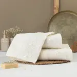 Πετσέτες Σετ 3ΤΜΧ Ηλέκτρα 70 x 140 / 50 x 90 / 30 x 50 cm  100% Βαμβάκι Εκρού BOREA - Image 2