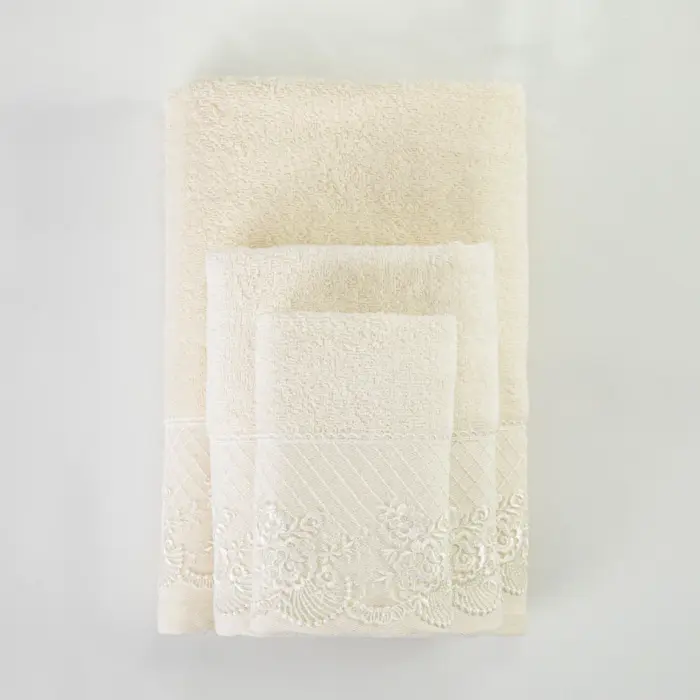 Πετσέτες Σετ 3ΤΜΧ Ηλέκτρα 70 x 140 / 50 x 90 / 30 x 50 cm  100% Βαμβάκι Εκρού BOREA - Image 7