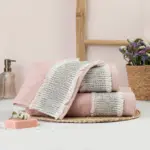 Πετσέτες Σετ 3ΤΜΧ Era 70 x 140 / 50 x 90 / 30 x 50 cm  100% Βαμβάκι Πούδρα BOREA