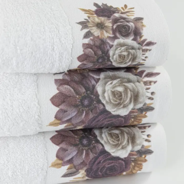 Πετσέτες Σετ 3ΤΜΧ Gerbera 70 x 140 / 50 x 90 / 30 x 50 cm  100% Βαμβάκι Λευκό BOREA - Image 6