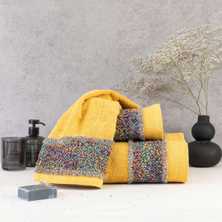 petsetes-set-3tmx-jules-moustardi-1.jpg Πετσέτες Σετ 2ΤΜΧ Jules 50 x 90 / 30 x 50 cm  100% Βαμβάκι Μπορντώ BOREA - Image 2