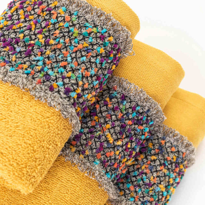 petsetes-set-3tmx-jules-moustardi-leptomereia-2.jpg Πετσέτες Σετ 2ΤΜΧ Jules 50 x 90 / 30 x 50 cm  100% Βαμβάκι Πετρόλ BOREA - Image 7