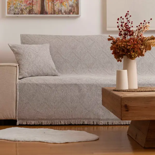Ριχτάρι Σενίλ Πολυθρόνας Bari 180 x 180 cm  100% Πολυέστερ Γκρι BOREA - Image 5