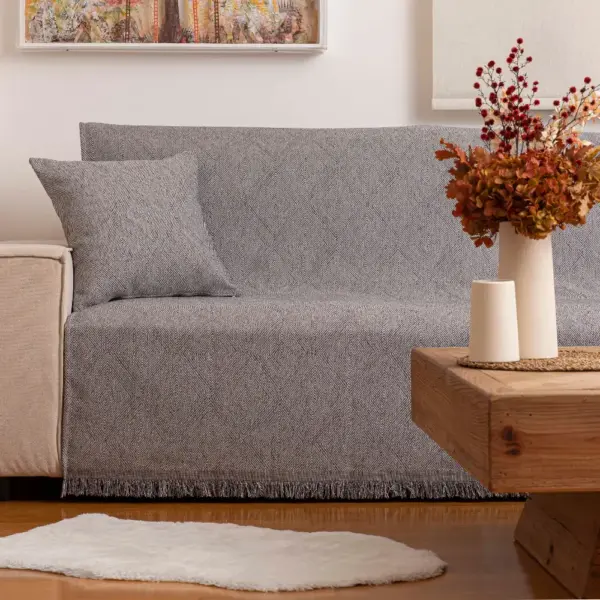 Ριχτάρι Σενίλ Πολυθρόνας Bari 180 x 180 cm  100% Πολυέστερ Γκρι BOREA - Image 4