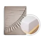 Σεντόνι Μονόχρωμο Solid Υπέρδιπλο Με Λάστιχο 180 cm x 200 cm + 40 cm  100% Βαμβάκι 22.Χακί BOREA - Image 2