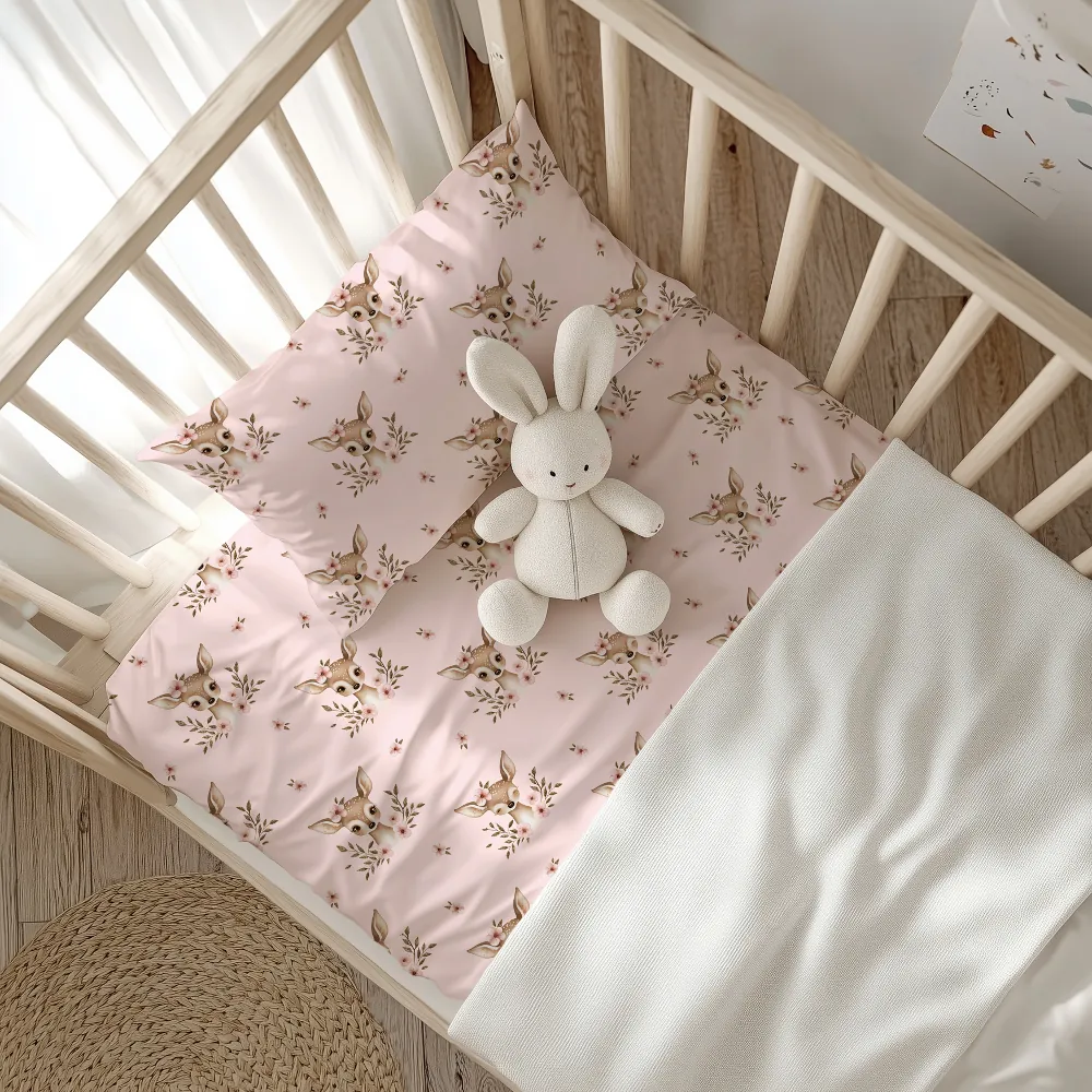 sentonia-kounias-set-bambi.webp Σεντόνια Κούνιας Σετ Bambi (2) 120 x 160 cm + 30 x 40 cm 100% Βαμβάκι Ροζέ BOREA - Image 1