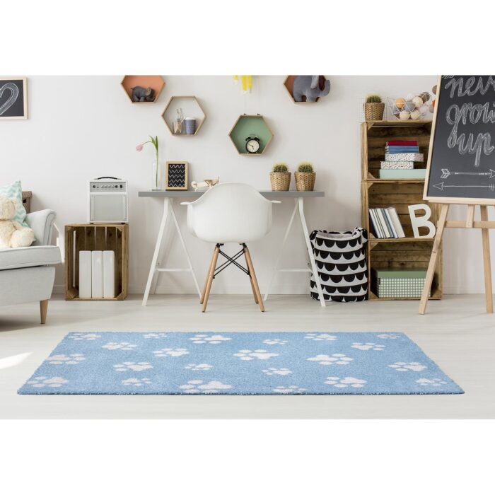 Shaggy παιδικό χαλί Cocoon 8392/30 γαλάζιο με πατουσάκια - 1,70x2,40 Colore Colori - Image 3