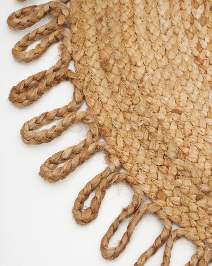 Ψάθα Πλεκτό Οικολογικό Στρογγυλό Χαλί Γιούτας Zig-Zag Φάσα Manhattan Διάμετρος 90cm Μπεζ της Pennie - Image 2