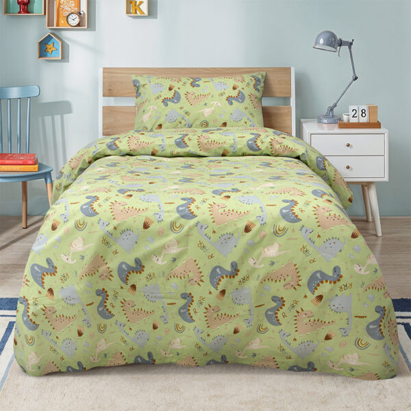 LINO ΠΑΙΔΙΚΑ ΣΕΤ ΣΕΝΤΟΝΙΑ JURRASIC NAP GREEN 170X260 100% Βαμβάκι