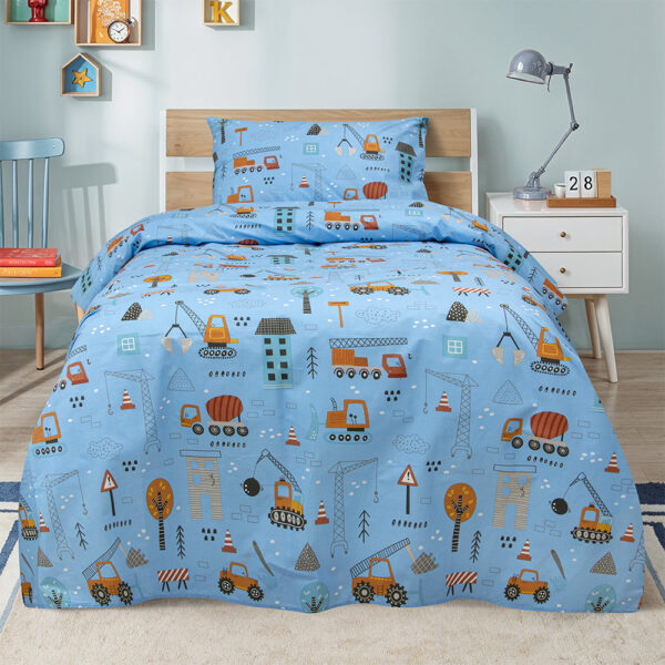 LINO ΠΑΙΔΙΚΑ ΣΕΤ ΣΕΝΤΟΝΙΑ PLAYGROUND TOWN PETROL 170X260 100% Βαμβάκι