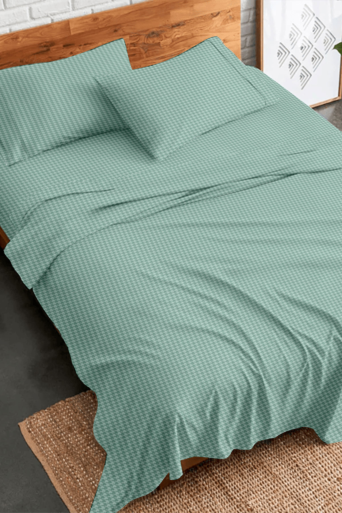 152-115-48.jpg Σετ Σεντόνια Flannel 2064 Aqua Διπλό με λάστιχο (150x205+30) SUNSHINEHOME - Image 1