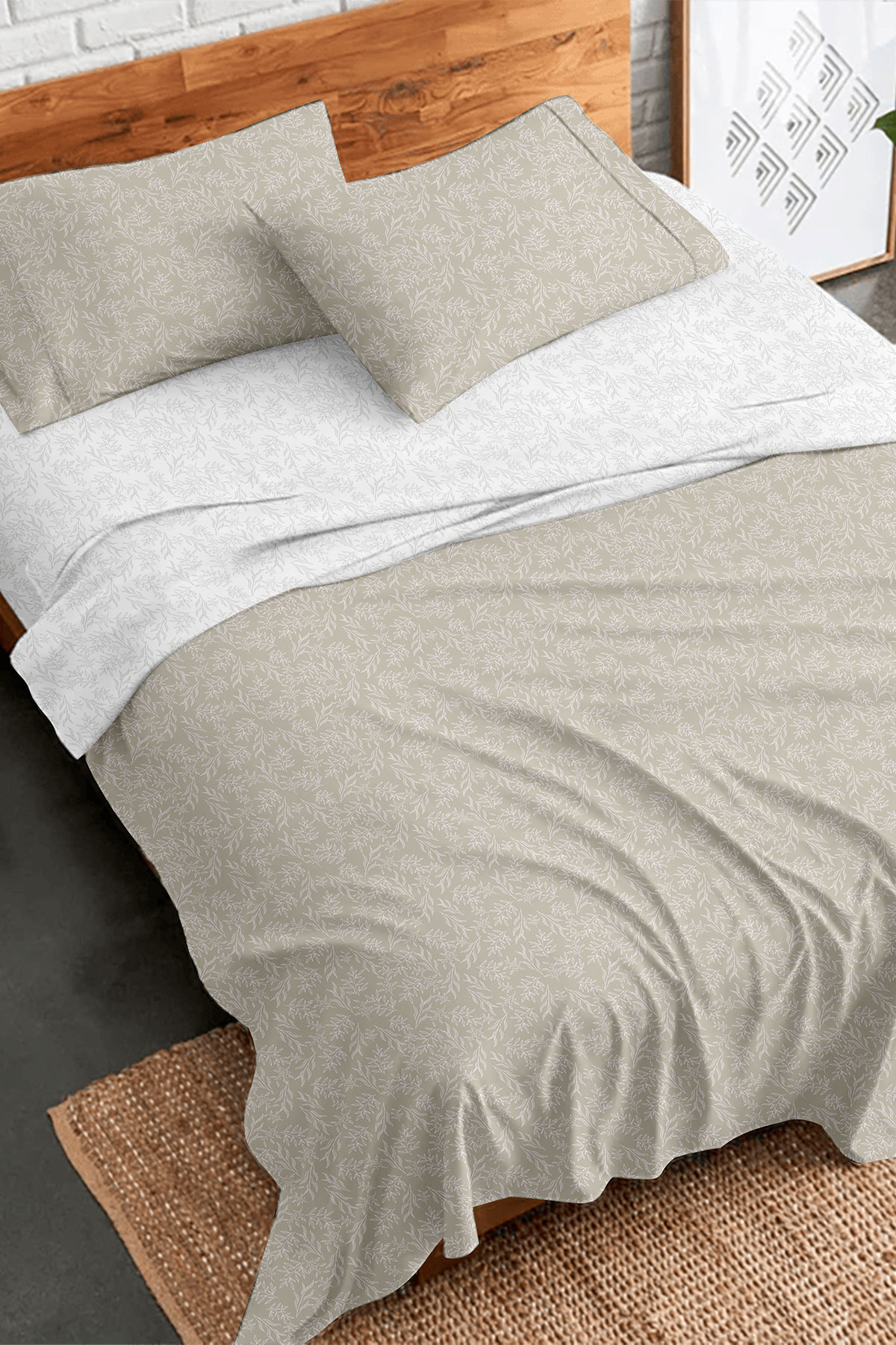152-15-44.jpg Σετ Σεντόνια Flannel 2052 Beige Υπέρδιπλο με λάστιχο (170x205+30) SUNSHINEHOME - Image 1