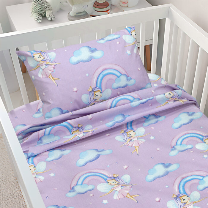 LINO BEBE ΣΕΤ ΣΕΝΤΟΝΙΑ ENHANCED RAINBOW LILAC 120X180 100% Βαμβάκι - Image 2