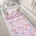 LINO BEBE ΣΕΤ ΣΕΝΤΟΝΙΑ RAINBOW GALLOP PINK 120X180 100% Βαμβάκι