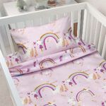 LINO BEBE ΣΕΤ ΣΕΝΤΟΝΙΑ RAINBOW GALLOP PINK 120X180 100% Βαμβάκι - Image 2