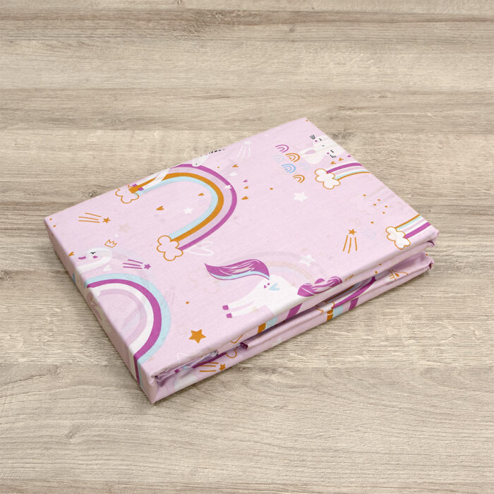 LINO BEBE ΣΕΤ ΣΕΝΤΟΝΙΑ RAINBOW GALLOP PINK 120X180 100% Βαμβάκι - Image 3
