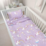 LINO BEBE ΣΕΤ ΣΕΝΤΟΝΙΑ RAINBOW GALLOP LILAC 120X180 100% Βαμβάκι