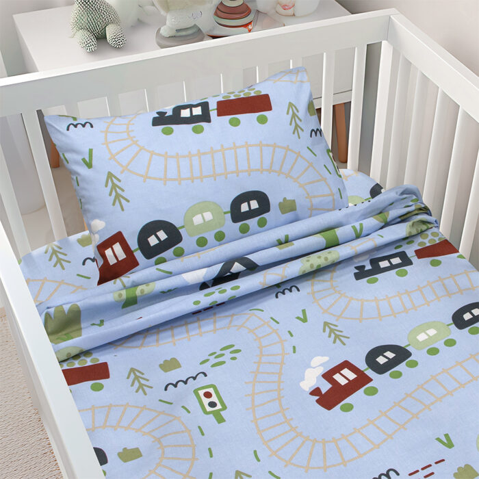 LINO BEBE ΣΕΤ ΣΕΝΤΟΝΙΑ FOREST EXPRESS PETROL 120X180 100% Βαμβάκι - Image 2