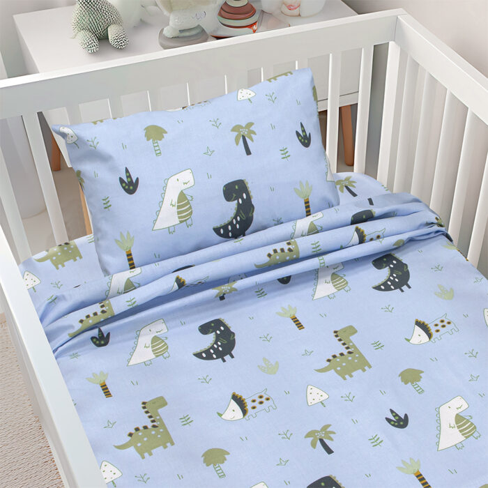 LINO BEBE ΣΕΤ ΣΕΝΤΟΝΙΑ DINO FOREST PETROL 120X180 100% Βαμβάκι - Image 2