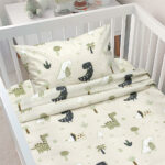 LINO BEBE ΣΕΤ ΣΕΝΤΟΝΙΑ DINO FOREST GREEN 120X180 100% Βαμβάκι - Image 2