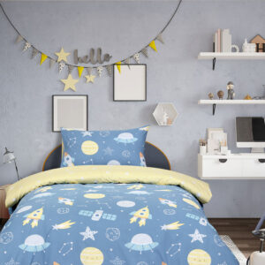 Σετ Σεντόνια Μονά - Space της Kocoon Kids 100% Cotton, 144 T.C. Μονά (2 x 160x260 + 1 Μαξιλαροθήκη 52x72)