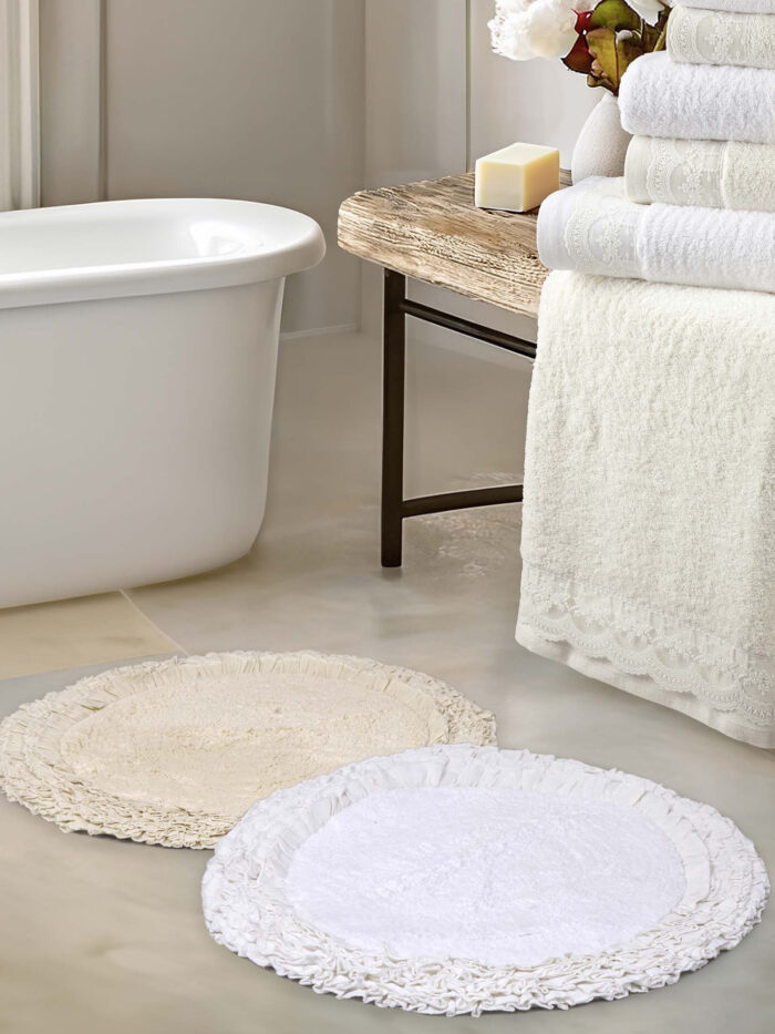 Πατάκι Μπάνιου Δ60 - Eden Off White της Nima Home 100% Cotton Στρογγυλό Πατάκι 60 εκατοστών - Image 1