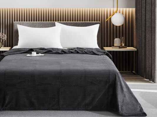 JF09 Black Κουβέρτα Fleece 300gsm Jacquard Flannel Blanket 220x240 Liolios Home