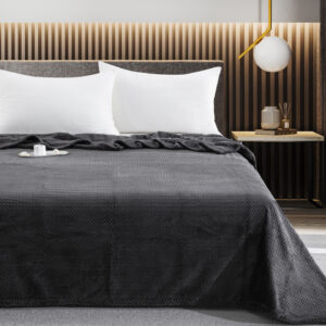 JF09 Black Κουβέρτα Fleece 300gsm Jacquard Flannel Blanket 160x240 Liolios Home