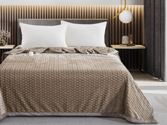 JF13 Beige Κουβέρτα/Blanket 330gsm Jacquard Velvet Blanket 220x240 Liolios Home