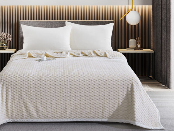 JF13 Cream Κουβέρτα/Blanket 330gsm Jacquard Velvet Blanket 160x240 Liolios Home