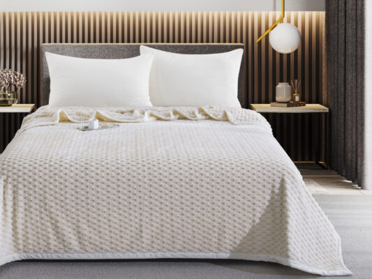 JF13 Cream Κουβέρτα/Blanket 330gsm Jacquard Velvet Blanket 220x240 Liolios Home