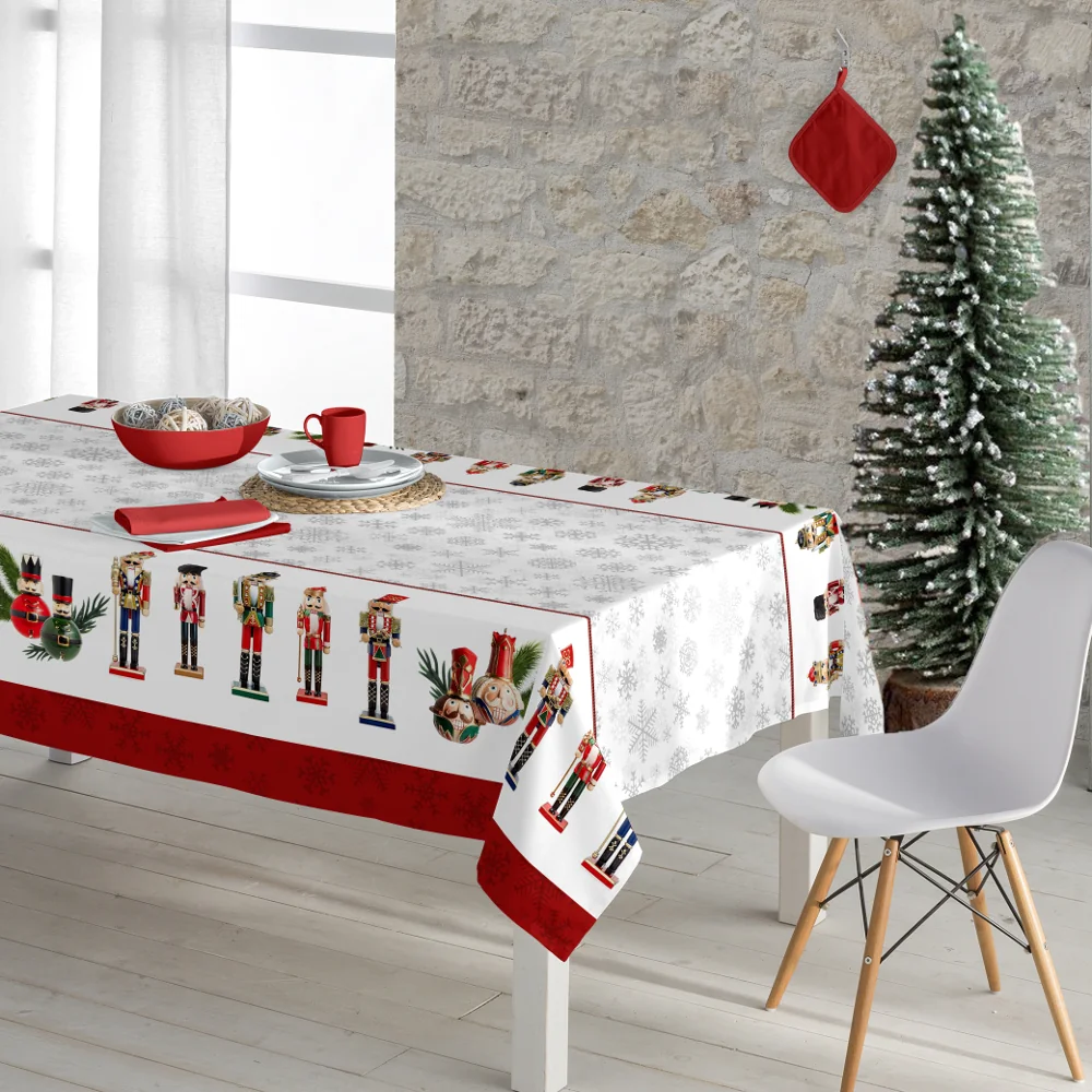 kare-christoygenniatiko-nutcracker.webp Καρέ Χριστουγεννιάτικο Nutcracker 90 x 90 cm 50% Βαμβάκι - 50% Polyester Εκρού BOREA - Image 1