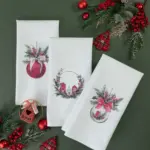 Ποτηρόπανα Κουζίνας Χριστουγεννιάτικα Christmas Ball Σετ 3ΤΜΧ (3) 50 x 70 cm  50% Βαμβάκι - 50% Polyester Λευκό BOREA