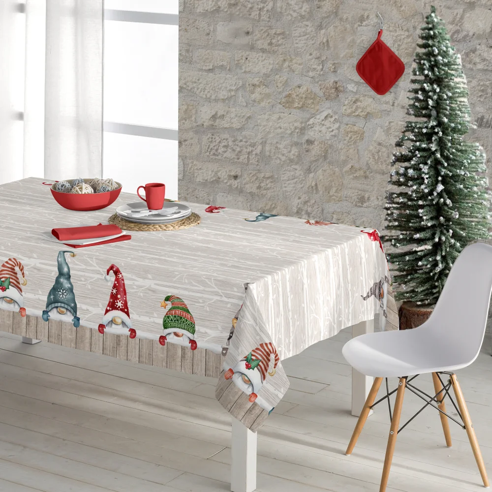 trapezomanthlo-christoygenniatiko-gnomos-2.webp Τραπεζομάντηλο Χριστουγεννιάτικο Gnomos 140 x 220 cm 50% Βαμβάκι - 50% Polyester Μπεζ BOREA - Image 1