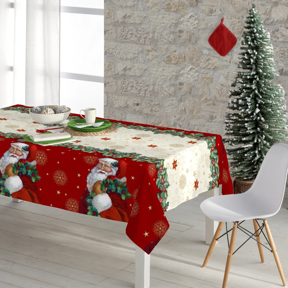 traversa-christoygenniatikh-santa.webp Τραβέρσα Χριστουγεννιάτικη Santa 50 x 180 cm 50% Βαμβάκι - 50% Polyester Κόκκινο BOREA - Image 1