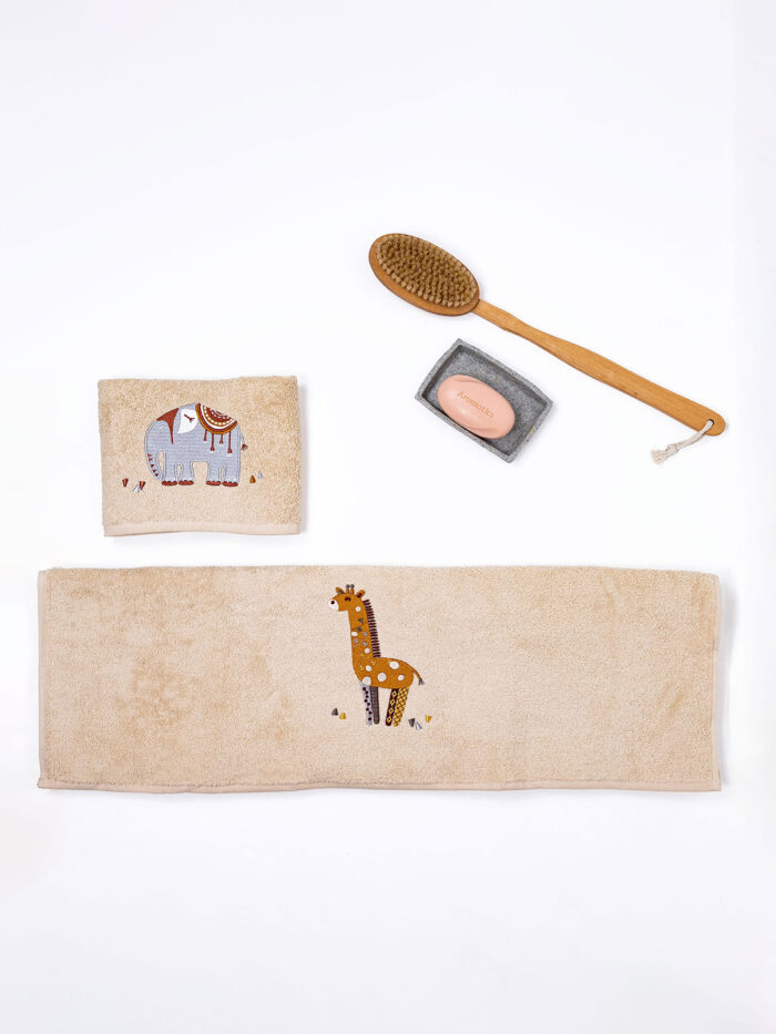 Fluffy Κεντητή Πετσέτα Beige 2 τμχ. SUNSHINEHOME - Image 2