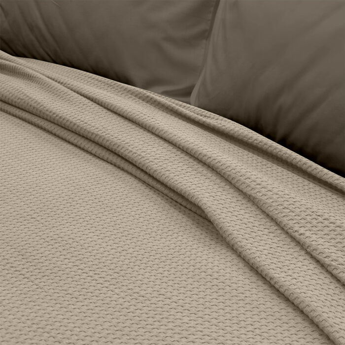LINO Κουβέρτα Ημίδιπλη (170x240) Πικέ Cocoon Μόκα 100% Βαμβάκι - Image 3