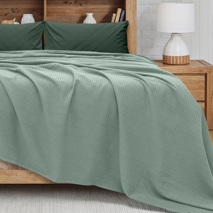 LINO Κουβέρτα Ημίδιπλη (170x240) Πικέ Cocoon Μέντα 100% Βαμβάκι - Image 2