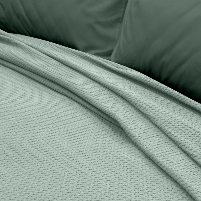 LINO Κουβέρτα King Size (240x260) Πικέ Cocoon Μέντα 100% Βαμβάκι - Image 3