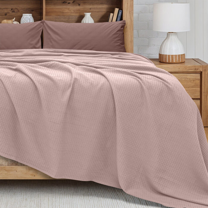 LINO Κουβέρτα King Size(240x260) Πικέ Cocoon Ροζ 100% Βαμβάκι - Image 2