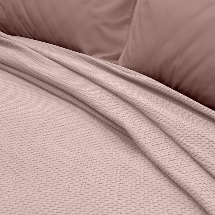 LINO Κουβέρτα King Size(240x260) Πικέ Cocoon Ροζ 100% Βαμβάκι - Image 3