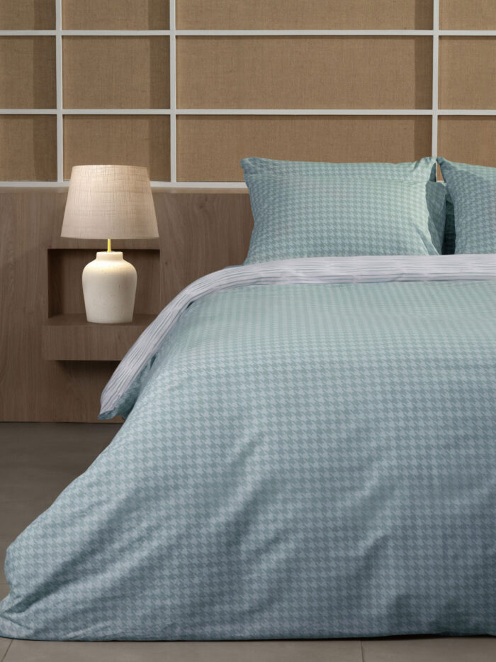 Σετ Σεντόνια Cotton Feelings 2064 Aqua Διπλό με λάστιχο (150x205+30) SUNSHINEHOME - Image 2