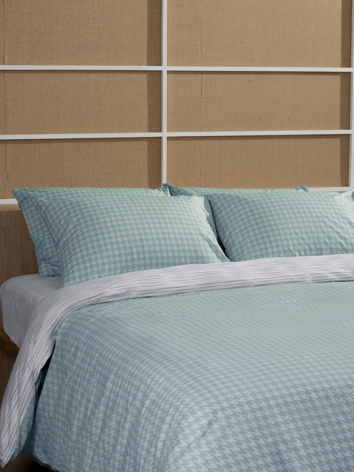 151-54-134.jpg Σετ Σεντόνια Cotton Feelings 2064 Aqua Διπλό με λάστιχο (150x205+30) SUNSHINEHOME - Image 1