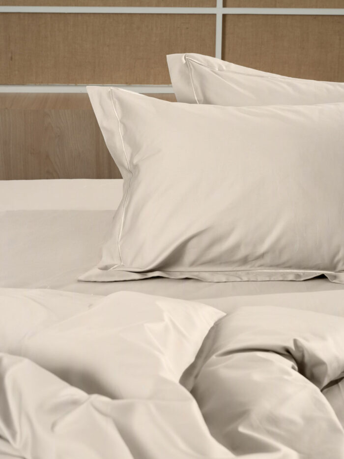 Σετ Σεντόνια Βαμβακοσατέν Omnia μονόχρωμα Beige King Size (280x300) SUNSHINEHOME - Image 4