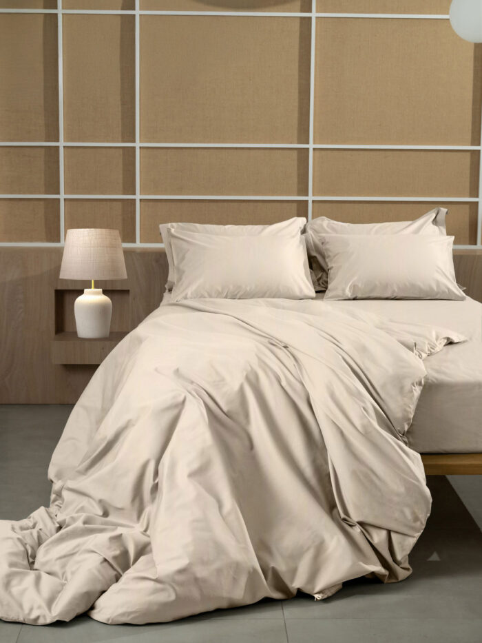 Κατωσέντονο Βαμβακοσατέν Omnia με λάστιχο Beige Διπλό (160x200+40) SUNSHINEHOME - Image 4