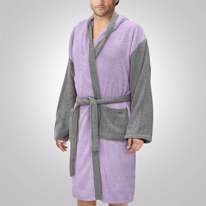 LINO Μπουρνούζι με κουκούλα Medium Revel Μωβ 100% Βαμβάκι - Image 3